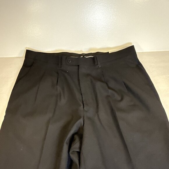 Louis Raphael 100% Wool Dress Pant Men 44R 38W Pleated Front Black UnHemmed NWT - Picture 4 of 11